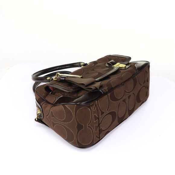 NWT Coach Signature Pushlock Satchel Crossbody Bag in Chocolate - Picture 7 of 10